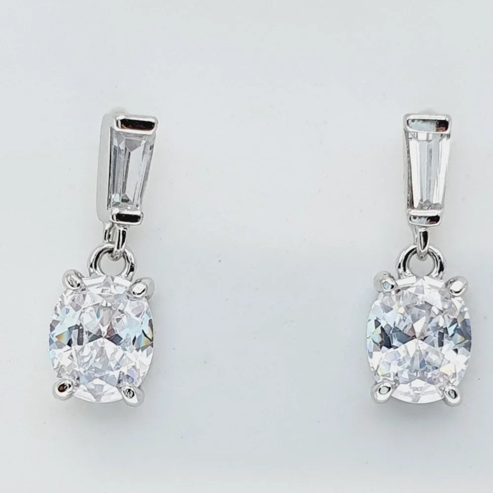 925 Sterling Silver CZ Stud Earrings for Women/Girl, US925P1218 - Picture 2 of 7